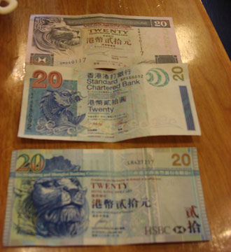 Three types on banknotes photo